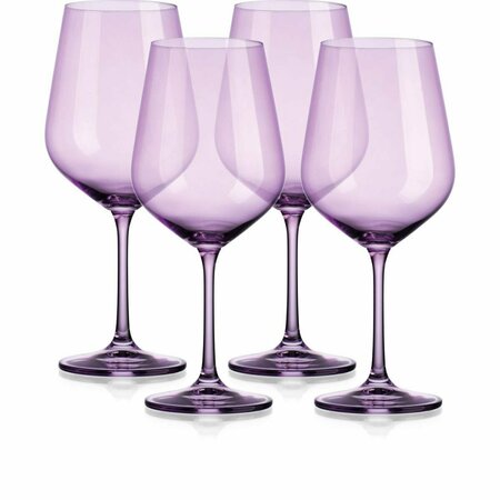 HOMEROOTS Translucent Large Wine Glasses, Purple - Set of 4 485156